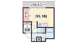 シャトー三和南車崎 ワンルームの間取図画像