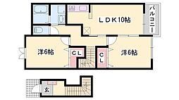 シャンティ・アイ弐番館 2LDKの間取図画像