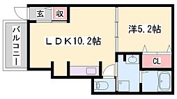 カサブランカ富永 1LDKの間取図画像