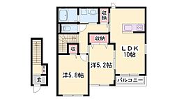 ライズアップ 2LDKの間取図画像