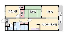 グリーンハイツ大塩2号棟 3LDKの間取図画像
