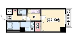 レジデンスM姫路 1Kの間取図画像