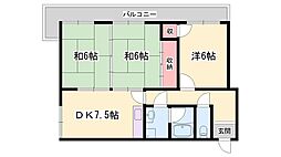手柄コーポ2号館 3DKの間取図画像