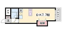 サントルヴィラ本町 ワンルームの間取図画像