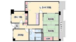 第八恵美酒マンション 4LDKの間取図画像