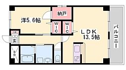 グランツ野里 1LDKの間取図画像