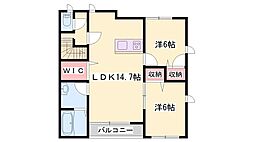 パディフィールド今宿C 2LDKの間取図画像