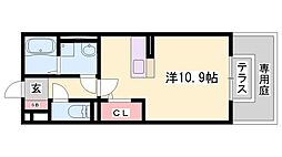 アンベリール都倉 ワンルームの間取図画像