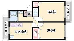 グリーンヒルズ土山 2DKの間取図画像