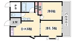 三木グリーンハイツ 2DKの間取図画像