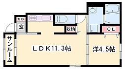 カプリスコート・バード2 1LDKの間取図画像
