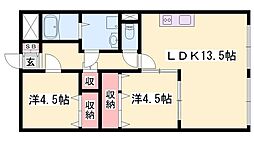 ヴィラカプリコーン 2LDKの間取図画像