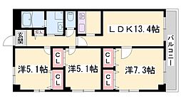 キャッスルコート福崎 3LDKの間取図画像