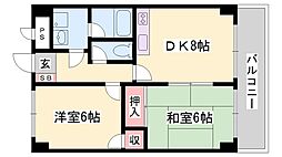 ジヴェルニー岡田 2DKの間取図画像