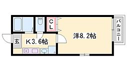 エトランス西庄 1Kの間取図画像