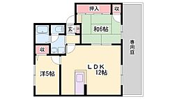 アシュモールB棟 2LDKの間取図画像