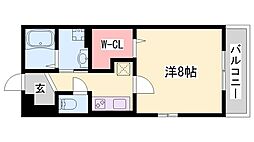 ロータス長町A 1Kの間取図画像