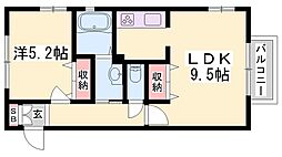 グレース古川A 1LDKの間取図画像