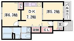 クレメント・M2 2DKの間取図画像