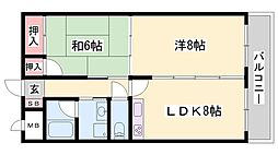 青山NKマンション 2DKの間取図画像