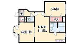 レジデンス夢前 2LDKの間取図画像