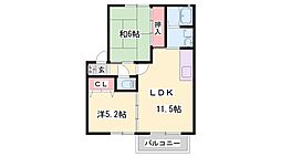グランパルク元沖 2LDKの間取図画像