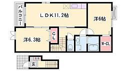 ベルファミーユ2 2LDKの間取図画像
