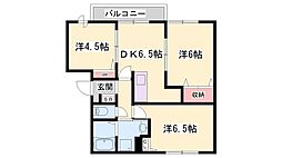 グリーンハイツB棟 3DKの間取図画像