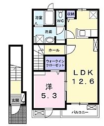 ベルフィオーレ　B 2階1LDKの間取り
