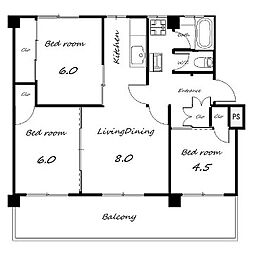 兵庫教育大学職員宿舎2号棟 3LDKの間取図画像