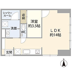 第2エビスハイツ 1LDKの間取図画像