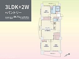 エクレール福岡東 3LDKの間取図画像