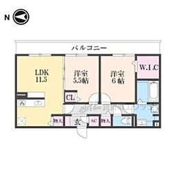 ベーネスタービレA 2LDKの間取図画像