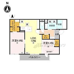 RETORIA瓦口CREST 2LDKの間取図画像