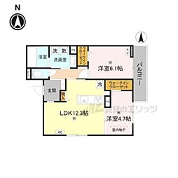 RETORIA瓦口EAST 2LDKの間取図画像