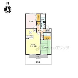 グリーンヴィレッジあいB 2LDKの間取図画像