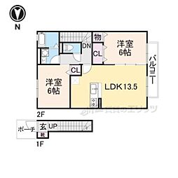 エミネンスコート 2階2LDKの間取り