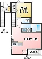 AVANTIA Sage 中島新町 1LDKの間取図画像