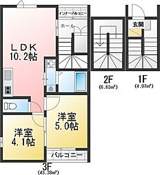 AVANTIA Sage 中島新町 2LDKの間取図画像
