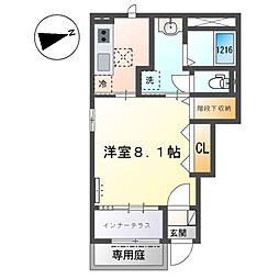 RH 柳川 1Kの間取図画像