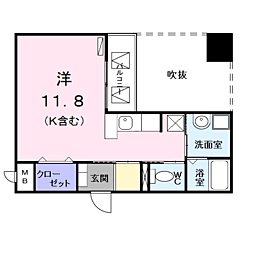 プラシードY's ワンルームの間取図画像