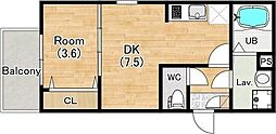 (仮称)ジーメゾン名古屋柳堀町 1DKの間取図画像