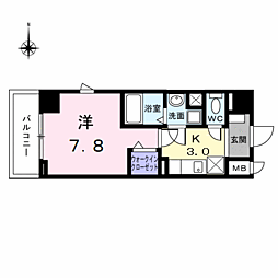 アーバンスクウェア丸の内 1Kの間取図画像
