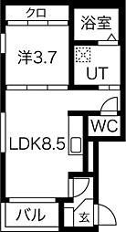 jolie maison 2 3階1LDKの間取り