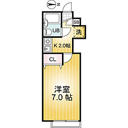 グリーンコーポ 1Kの間取図画像