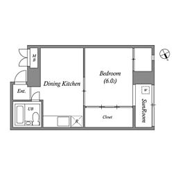 菊地マンション 1DKの間取図画像