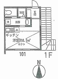 フェリーチェ上反町B棟 ワンルームの間取図画像