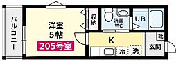 メリディアン杉田 1Kの間取図画像