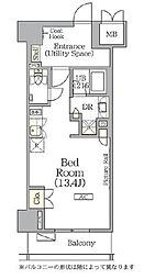 JR総武線 飯田橋駅 徒歩10分の賃貸マンション 10階ワンルームの間取り