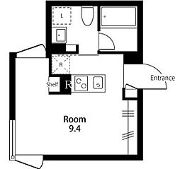 yaneco terrace ワンルームの間取図画像